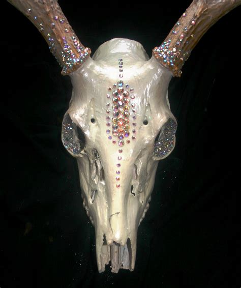 Rhinestone Crystal Swarovski Deer Buck Skull Skull Decor Deer Skull