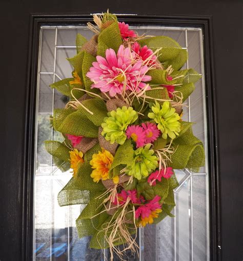 Burlap Spring/Summer Door Swag Burlap Wreath Burlap Ruffle | Etsy | Spring burlap wreath ...