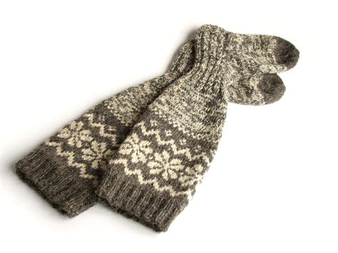 fair isle knee high organic wool women socks clothing undyed hand knit patterned warm winter