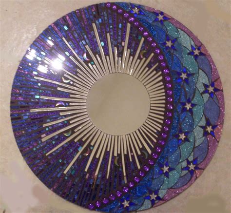Hand Made 24 Celestial Mosaic Stained Glass Mirror By Sol Sister