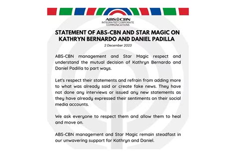 Abs Cbn Star Magic Urge Kathniel Fans Avoid Spreading Fake News