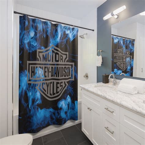 Blue Smoke Harley Davidson Shower Curtain Etsy