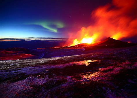 Iceland Volcano Meets Aurora Borealis Something Awesome