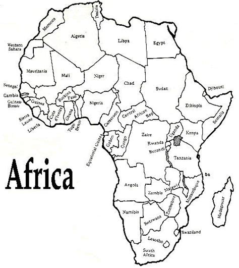 Detail color map of african continent with borders. printable african map with countries labled | Free ...