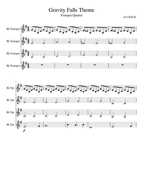 Share, download and print free sheet music for gravity falls with the world's largest community of sheet music creators, composers, performers, music teachers, students, beginners, artists and other musicians with over 1,000,000 sheet digital score for the gravity falls theme song for three parts. Gravity Falls Theme Sheet music for Trumpet (In B Flat) (Brass Quartet) | Musescore.com