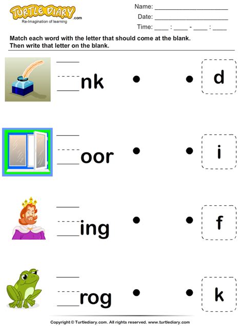 Identify The Missing Letter Turtle Diary Worksheet