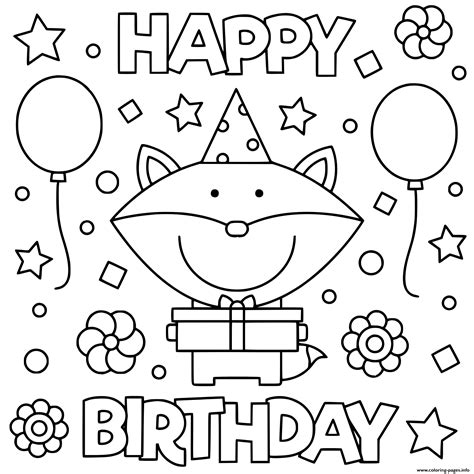 Happy Birthday Printables With Balloons For Kids Coloring Pages