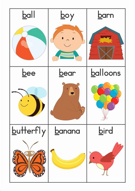 Words That Start With B For Kindergarten Kindergarten