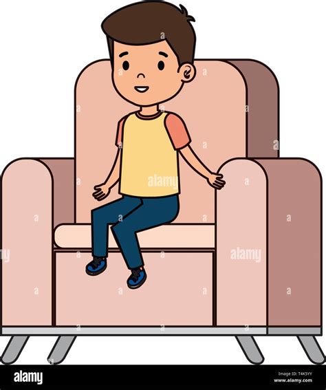 Little Boy Sitting In Sofa Character Stock Vector Image And Art Alamy