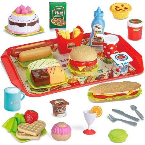 Fun Little Toys 49 Pcs Play Food For Kids Kitchen Toy Foods With