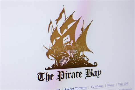 Ryazan Rússia De Abril De Homepage De Pirate Bay Na Exposição Do PC
