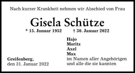 traueranzeigen von gisela schütze augsburger allgemeine zeitung