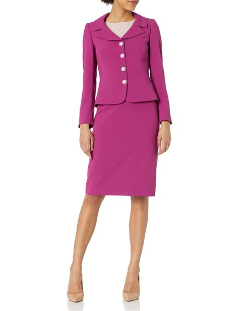 Tahari Asl Womens Pebble Crepe 4 Button Jacket And Skirt Set Jacket Dress Set Cute Outfits