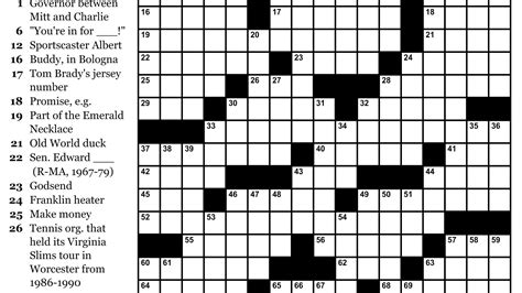 Frank Virzis Worcester Crossword Puzzle For Nov 29