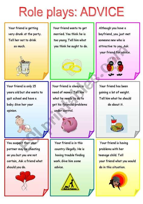 Role Plays Advice Esl Worksheet By Nn English Teaching Materials