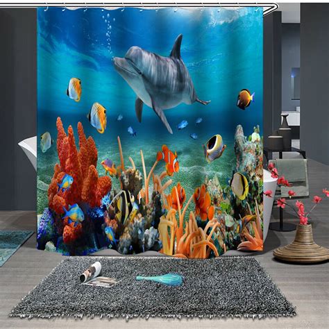 Rated 5 out of 5 stars. Ocean Shower Curtain Bath Decor Polyester Fabric Cute ...