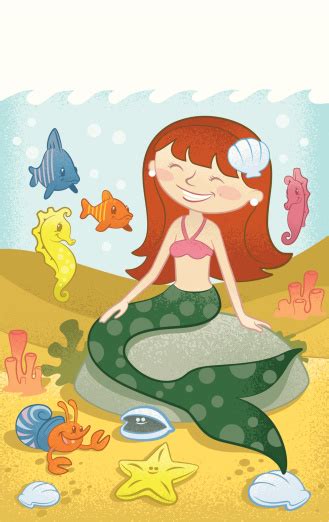 Little Red Head Mermaid Stock Illustration Download Image Now Istock