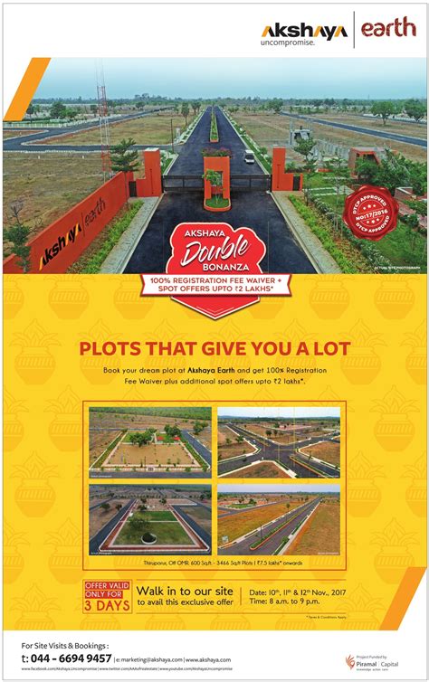 Akshaya Earth Double Bonanza Plots That Give You A Lot Ad - Advert Gallery