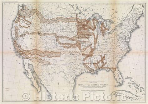 Historic Map Map Of The United States Exhibiting The Grants Of Land
