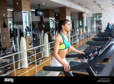 Exercising On Treadmill Stock Photo Alamy