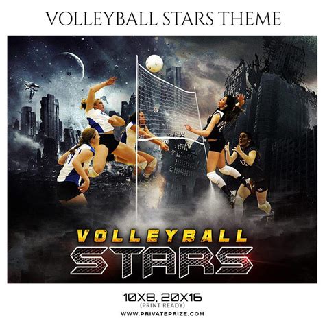 Volleyball Stars Themed Sports Photography Photoshop Template