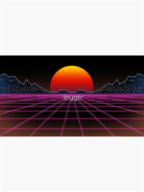 80s Retrowave Neon Grid Sunset Valley Art Print By Ibygtr Redbubble