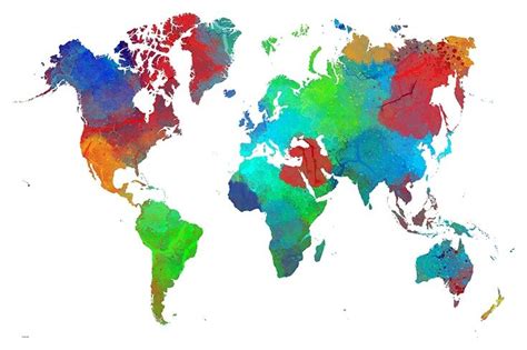 World Map 16 2015 Digital Art Giclée By Marlene Watson World Map