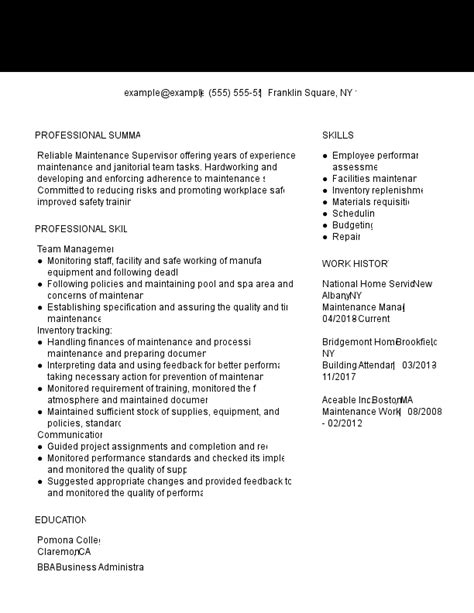 Maintenance Manager Resume Examples For 2024 Templates And Tips