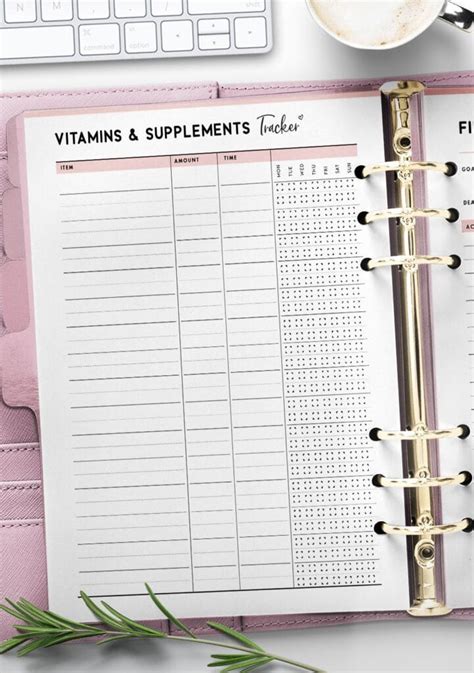 Printable Vitamins And Supplements Tracker Template World Of Printables
