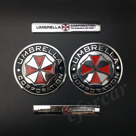 4pcs Resident Evil Umbrella Corporation Car Trunk Emblem Badge Decal