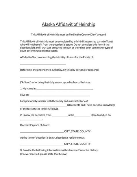 Free Affidavit Of Heirship Forms Templates Guidelines