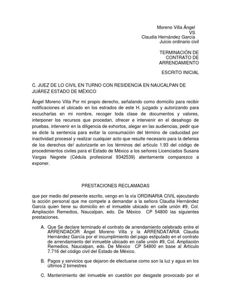 Demanda Juicio Ordinario Pdf Ciudad De México Demanda Judicial