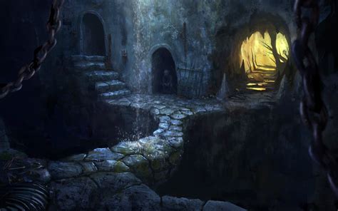 Download 2048x1536 Goblin Darkness Cave Underground Stairs Chains