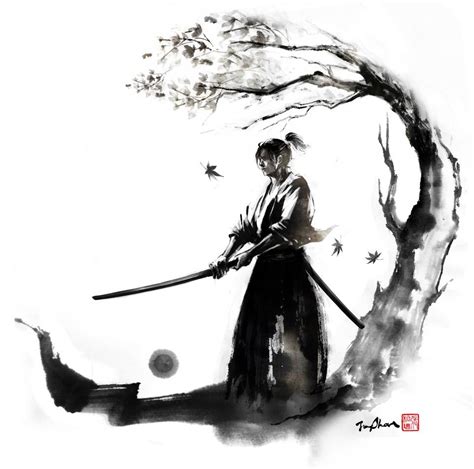 Samurai Under Maple Tree Samurai Artwork Samurai Art Ink Illustrations