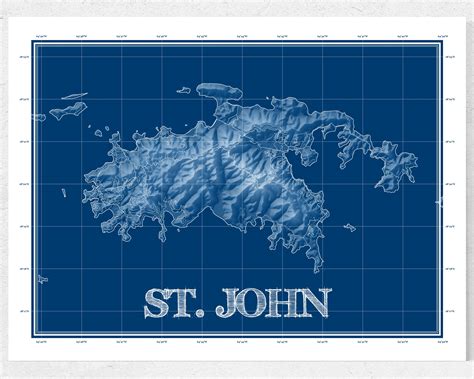 Art And Collectibles Prints Giclée St John Usvi Map Of St John Virgin