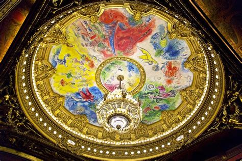 Opéra national de paris, paris, france. Chagall's frescoes on the ceiling of the Opéra Garnier ...