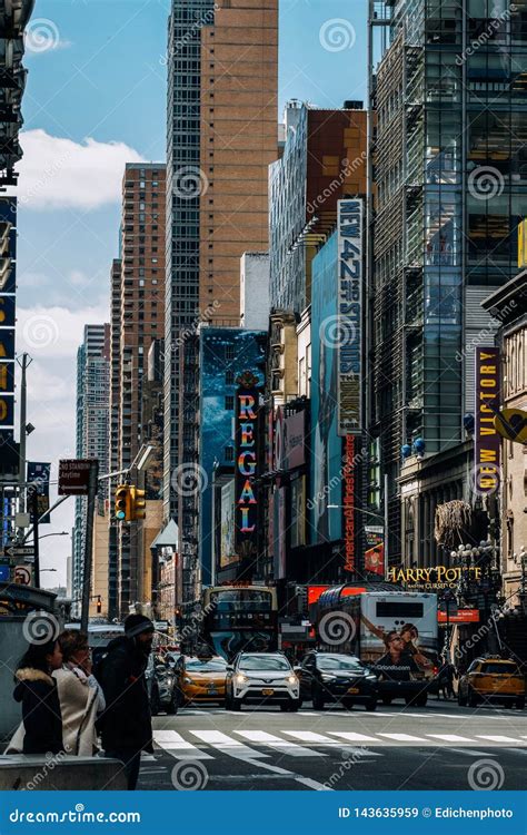 General View Of 42nd Street Times Square In Midtown Manhattan New York
