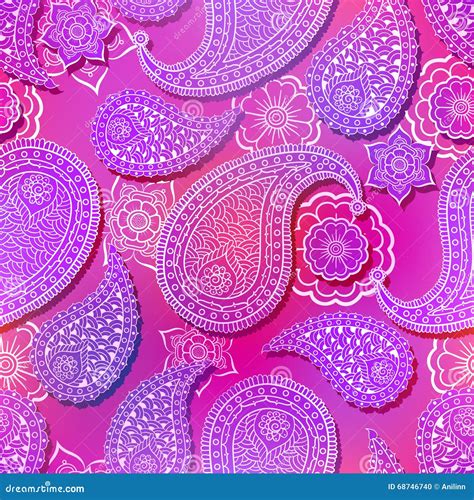 Seamless Pink Flower Paisley Pattern Stock Vector Illustration Of