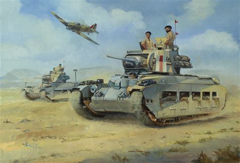 Matilda Infantry Tank Military Vehicle Art Painting Print By Artist Lee
