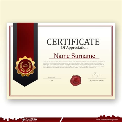 Download Professional Certificate Template With Badge Cdr Premium Free