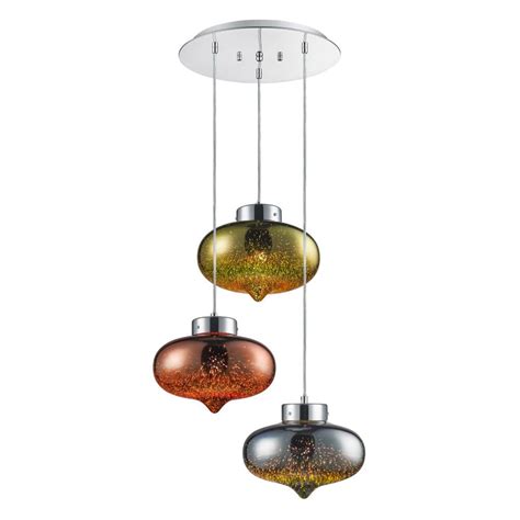 Serenelife Sllmp36 Pendant Light Triple Hanging Lamp Ceiling Light Fixture Sculpted Glass