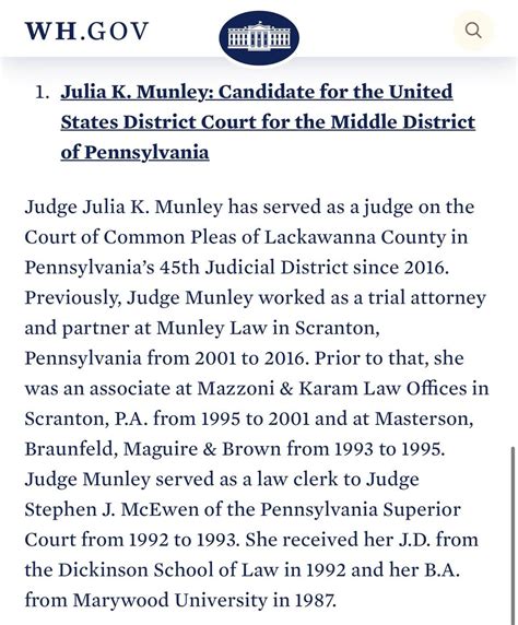 Joshua Smithley On Twitter Potus Has Nominated Julia Munley To Fill A Vacancy In The Middle