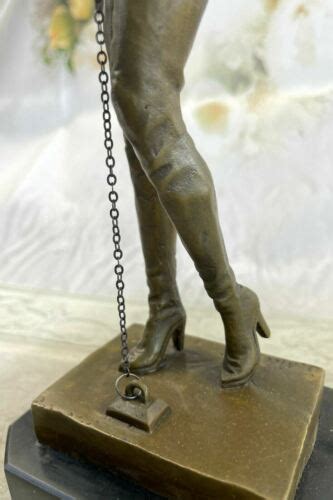 Sexy Erotic Art Bondage Chained Girl Rare Signed Bronze Sculpture