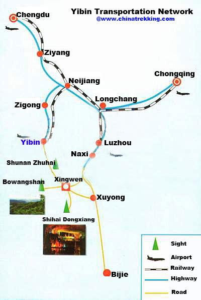 Shunan Bambo Sea Tourist Maps Yibin Sichuan China Trekking Guide