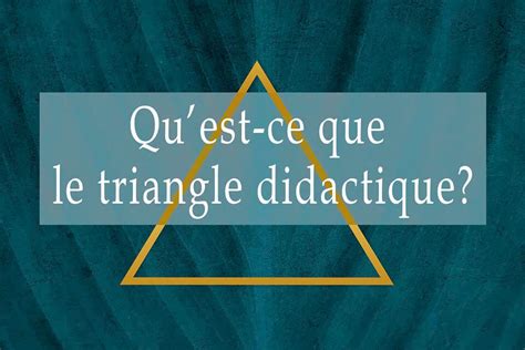 Quest Ce Que Le Triangle Didactique Prof Innovant