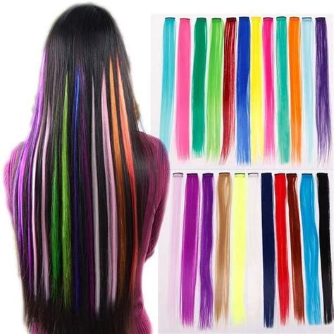 Colorful Neon Hair Extensions Clip On 1 Pcs In 2022 Clip In Hair