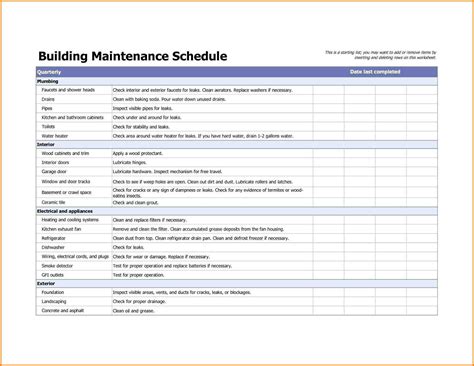 Preventive maintenance plan in excel. Building Maintenance Checklists - emmamcintyrephotography.com