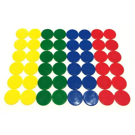 Plastic Counters Blue Red Yellow And Green Color Gaming Tokens