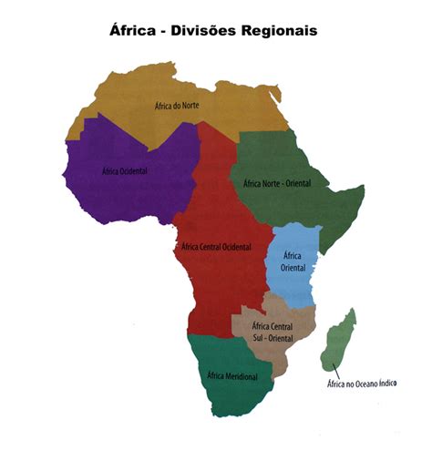 Ganga Macota Mapa E Quadro Das Divisões Regionais Da África