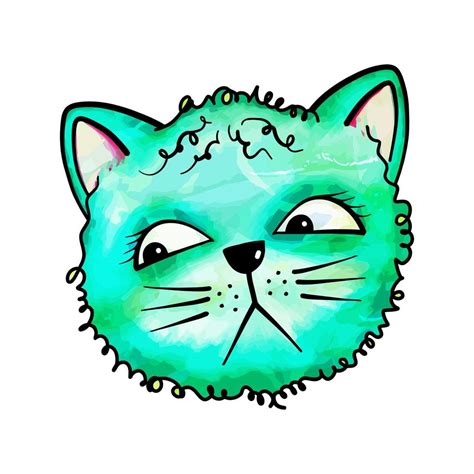 Cute Watercolor Cat Face Portrait 4836312 Vector Art At Vecteezy